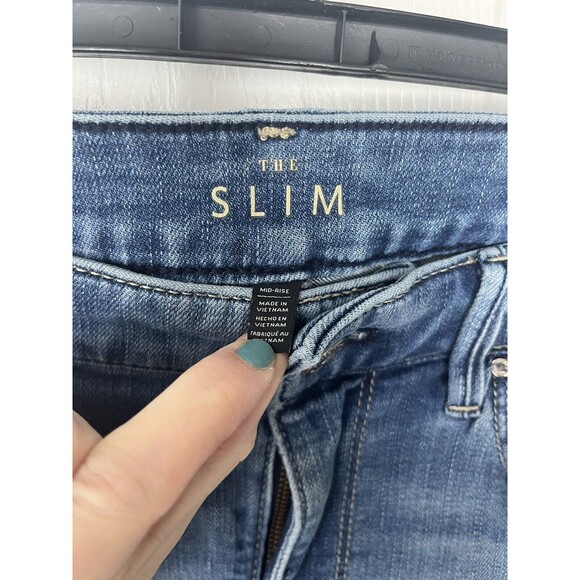 White House Black Market Women's Blue Solid Mid Rise Straight Jeans Size 4 - Picture 4 of 6